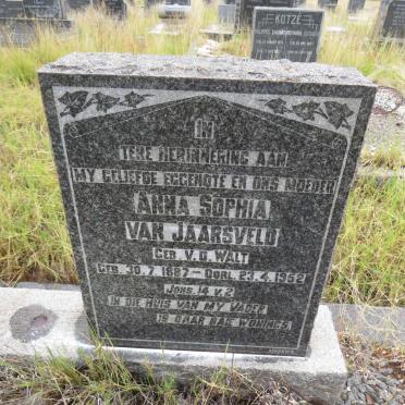 JAARSVELD Anna Sophia, van nee v.d. WALT 1887-1952