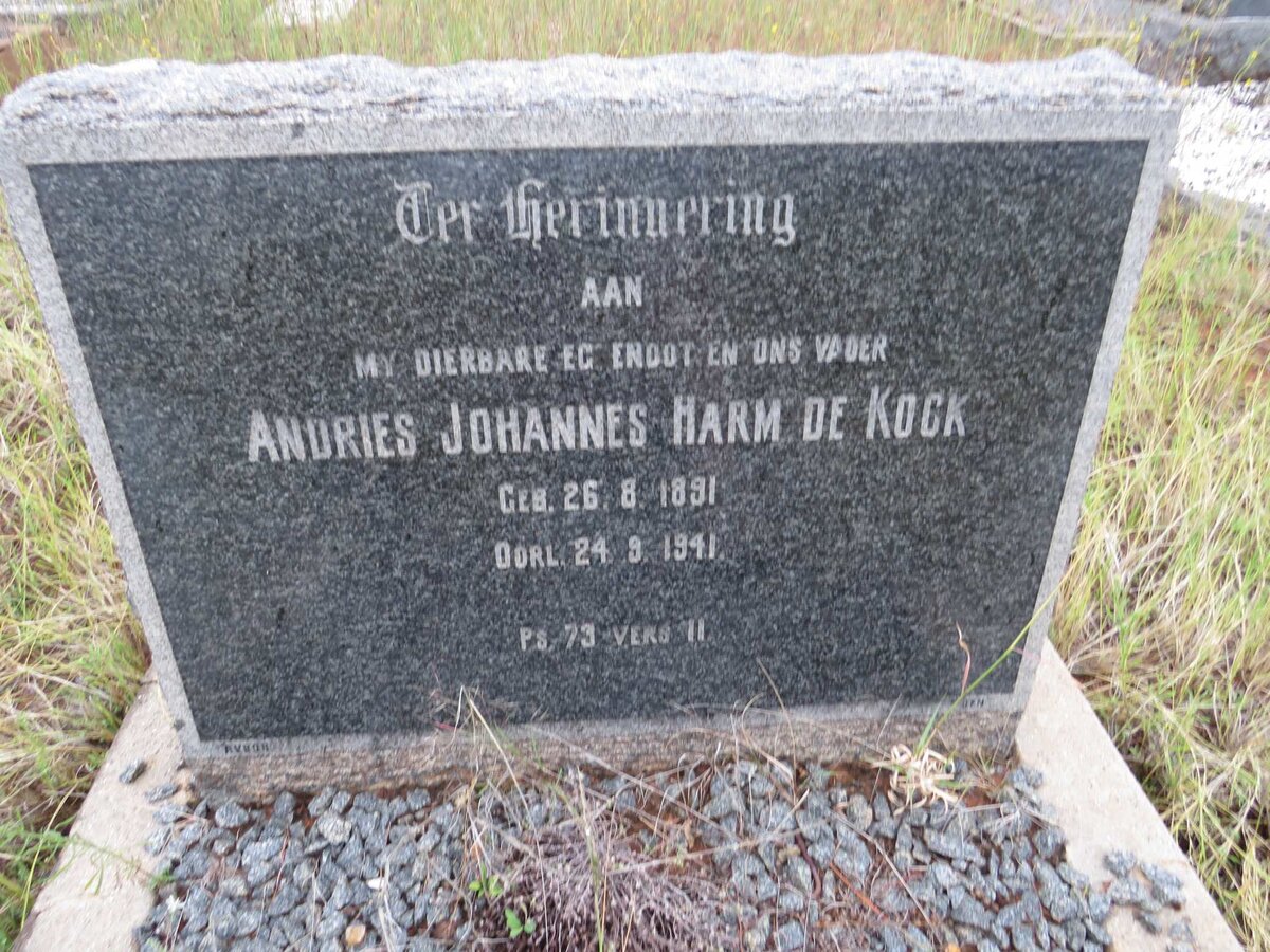 KOCK Andries Johannes Harm, de 1891-1941