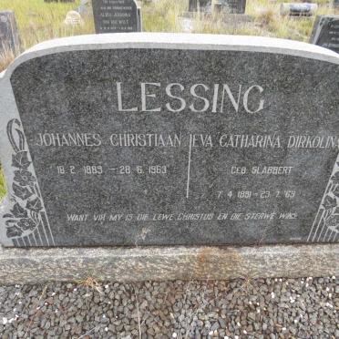 LESSING Johannes Christiaan 1889-1963 &amp; Eva Catharina Dirkolina SLABBERT 1891-1963