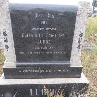 LUBBE Elizabeth Carolina nee BORSTLAP 1886-1971