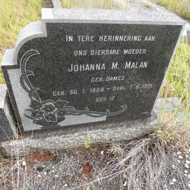 MALAN Johanna M. nee DAMES 1888-1975