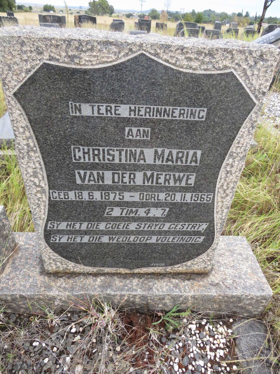 MERWE Christina Maria, van der 1875-1965