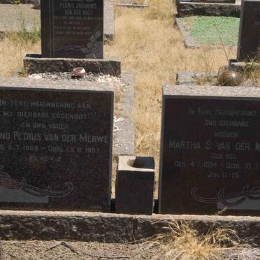 MERWE Barend Petrus, van der 1868-1957 &amp; Martha S. NEL 1894-1969