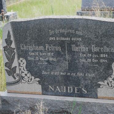 NAUDE'S Christiaan Petrus 1872-1945 &amp; Martha Dorethea 1884-1944