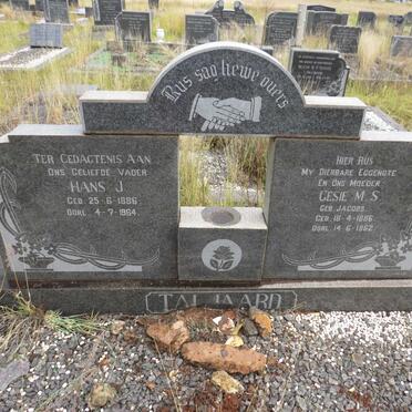 TALJAARD Hans J. 1886-1964 &amp; Gesie M.S. 1886-1962