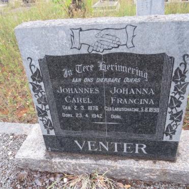VENTER Johannes Carel 1876-1942 &amp; Johanna Francina LABUSCHAGNE 1898-