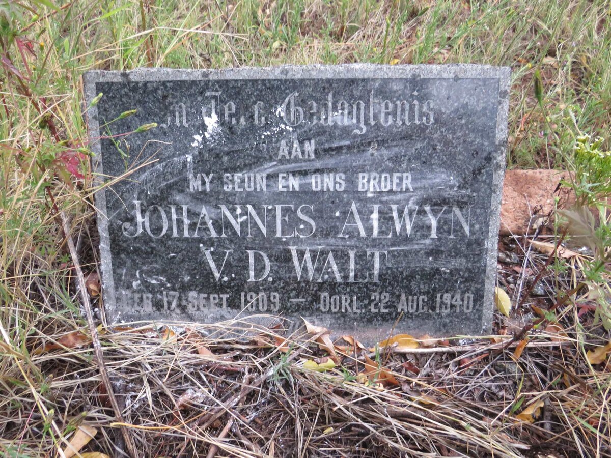 WALT Johannes Alwyn, v.d. 1909-1940
