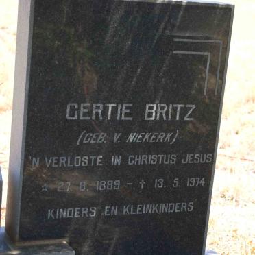 BRITZ Gertie nee VAN NIEKERK 1889-1974