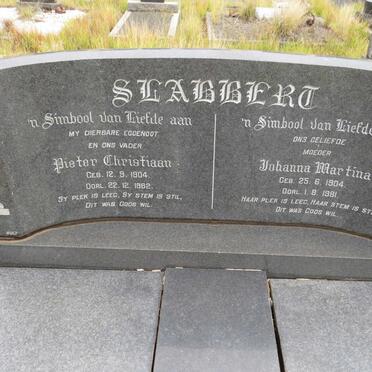 SLABBERT Pieter Christiaan 1904-1962 &amp; Johanna Martina 1904-1981