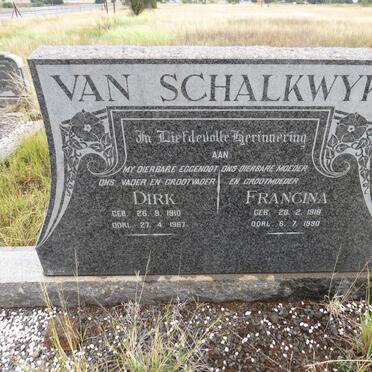 SCHALKWYK Dirk, van 1910-1967 &amp; Francina 1919-1990