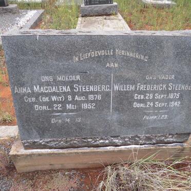 STEENBERG Willem Frederik 1875-1942 &amp; Anna Magdalena DE WIT 1876-1952
