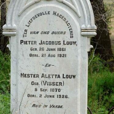 LOUW Pieter Jacobus 1861-1921 &amp; Hester Aletta VISSER 1870-1926