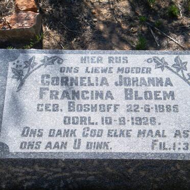 BLOEM Cornelia Johanna Francina nee BOSHOFF 1885-1928