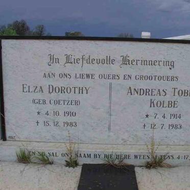 KOLBE Andreas Tobias 1914-1983 &amp; Elza Dorothy COETZER 1910-1983