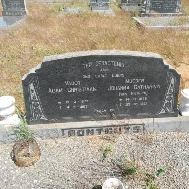 BONTHUYS Adam Christiaan 1877-1963 &amp; Johanna Catharina VAN NIEKERK 1878-1961