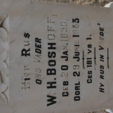 BOSHOFF W.H. 1850-1933 &amp; M.M.E. SCHOEMAN 1853-1929