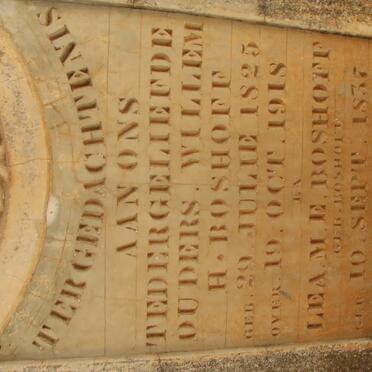 BOSHOFF Willem H. 1825-1918 &amp; Lea M.E. BOSHOFF 1837-1910