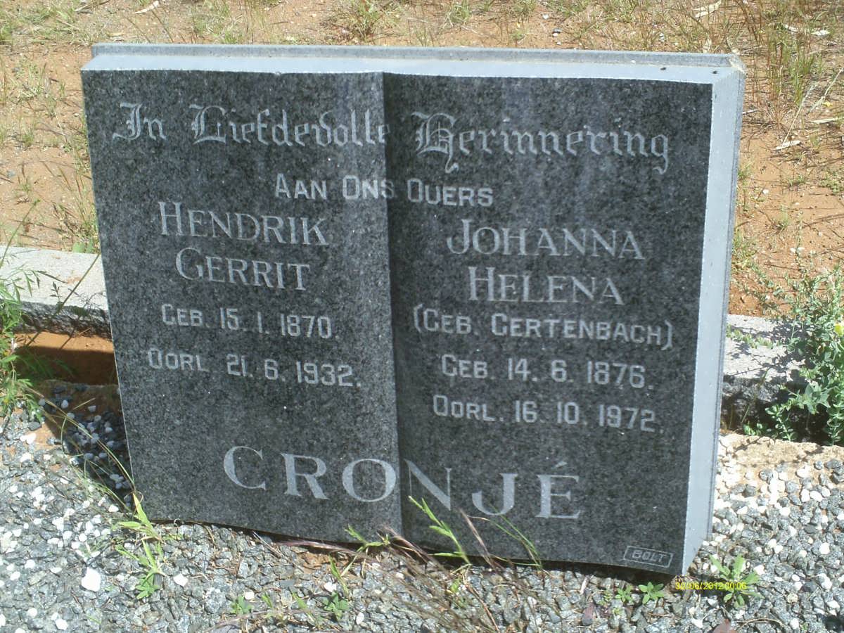 CRONJE Hendrik Gerrit 1870-1932 &amp; Johanna Helena GERTENBACH 1876-1972