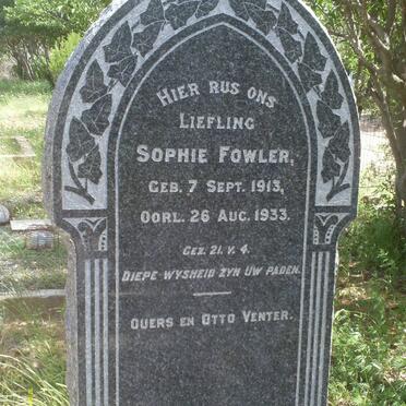 FOWLER Sophie 1913-1933