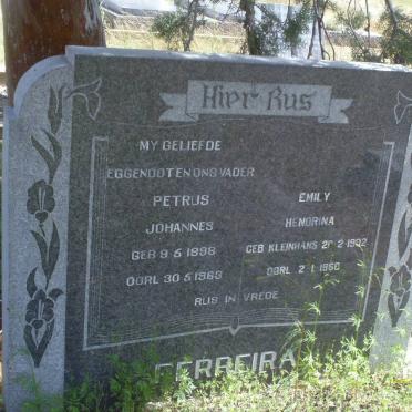 FERREIRA Petrus Johannes 1898-1963 &amp; Emily Hendrina KLEINHANS 1902-1960