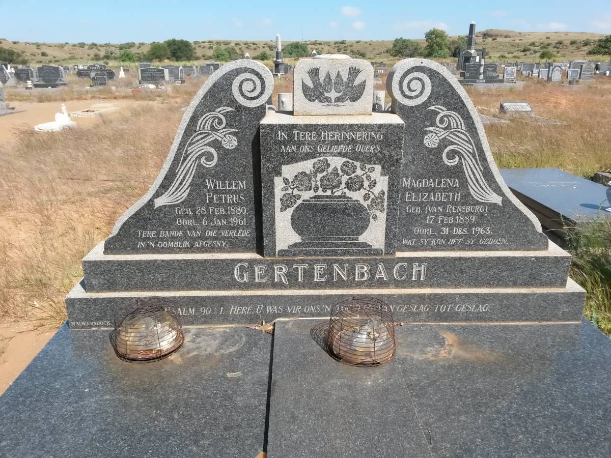 GERTENBACH Willem Petrus 1880-1961 &amp; Magdalena Elizabeth VAN RENSBURG 1889-1963