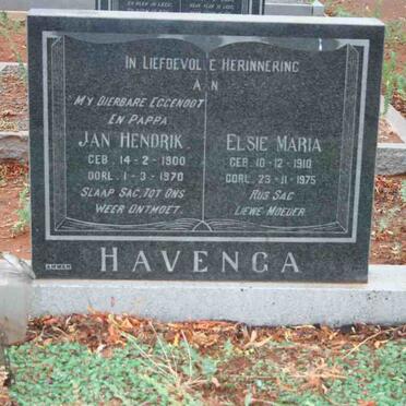 HAVENGA Jan Hendrik 1900-1970 &amp; Elsie Maria 1910-1975
