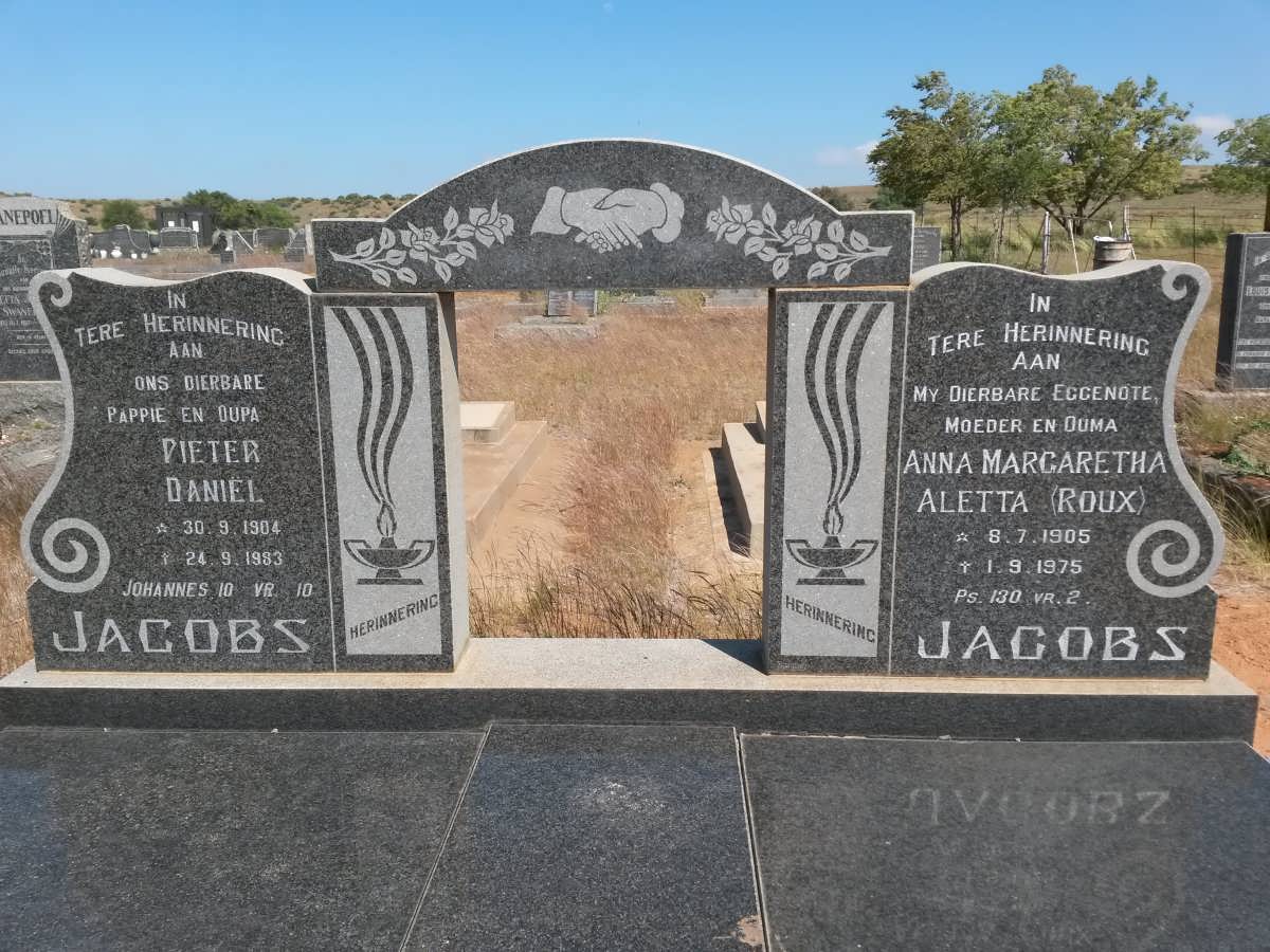 JACOBS Pieter Daniel 1904-1983 &amp; Anna Margaretha Aletta ROUX 1905-1975