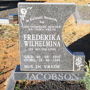 JACOBSON Frederika Wilhelmina nee VAN DER LINDE 1905-1998