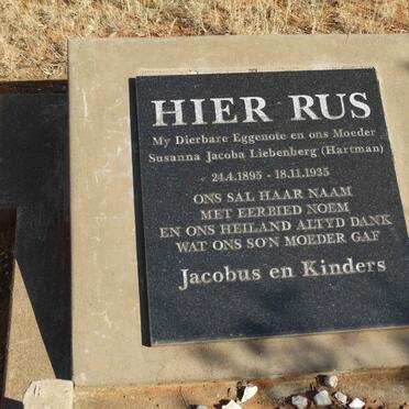 LIEBENBERG Susanna Jacoba nee HARTMAN 1895-1935