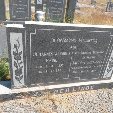 LINDE Johannes Jacobus Rabie, van der 1893-1968 &amp; Jacoba Johanna V. RENSBURG 1893-1967
