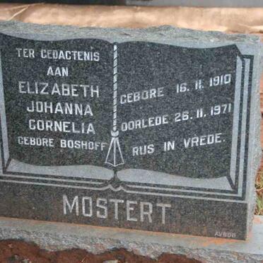 MOSTERT Elizabeth Johanna Cornelia nee BOSHOFF 1910-1971