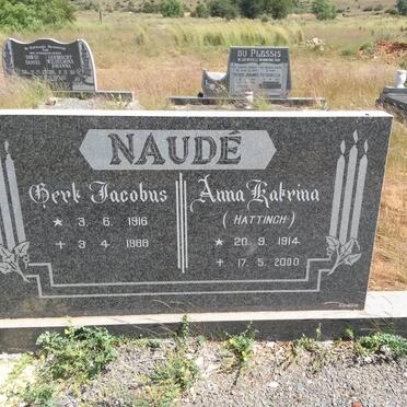 NAUDÉ Gert Jacobus 1916-1988 &amp; Anna Katrina HATTINGH 1914-2000