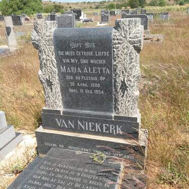 NIEKERK Maria Aletta, van nee DU PLESSIS 1880-1954
