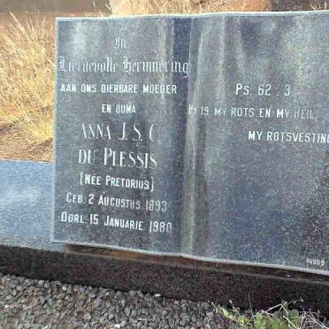 PLESSIS Anna J.S.C., du nee PRETORIUS 1893-1980