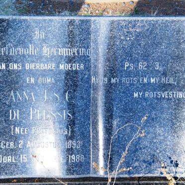 PLESSIS Johannes Christiaan, du -1944 &amp; Anna J.S.C. PRETORIUS 1893-1980