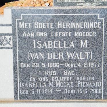 PIENAAR Adriaan Jacobus 1885-1935 &amp; Isabella M. VAN DER WALT 1886-1977 :: MOCKE Isabella M. nee PIENAAR 1914-2006