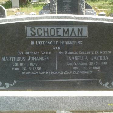 SCHOEMAN Marthinus Johannes 1876-1969 &amp; Isabella Jacoba FERREIRA 1880-1965