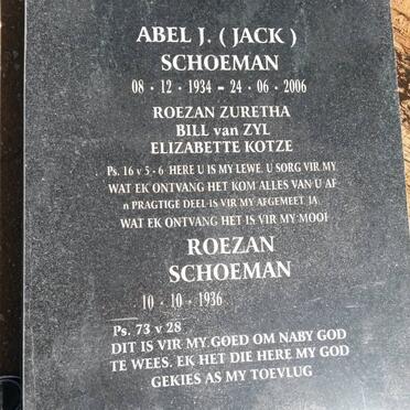 SCHOEMAN Abel J. 1934-2006 &amp; Roezan 1936-