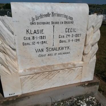 SCHALKWYK Klasie 1921-1941 :: VAN SCHALKWYK Cecil 1927-1941