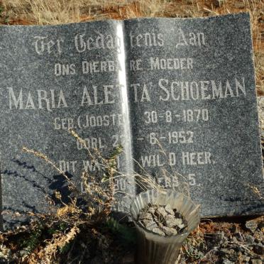 SCHOEMAN Maria Aletta nee JOOSTE 1870-1952