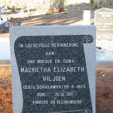 VILJOEN Magrietha Elizabeth nee VAN SCHALKWYK 1923-2007