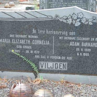VILJOEN Adam Barnard 1909-1955 &amp; Maria Elizabeth Cornelia CROUS 1905-1970