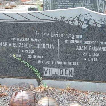 VILJOEN Adam Barnard 1909-1955 &amp; Maria Elizabeth Cornelia CROUS 1905-1970