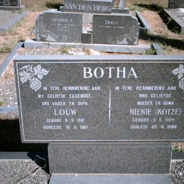 BOTHA Louw 1912-1987 &amp; Nienie KOTZE 1924-1996