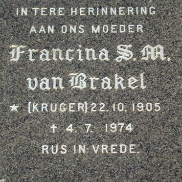 BRAKEL Francina S.M., van nee KRUGER 1905-1974