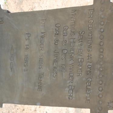 BERG Martinus Hendrik, van der 1918-1935