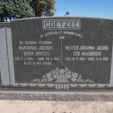 COETZEE Marthinus Jacobus Botha 1908-1969 &amp; Hester Johanna Jacoba  HAASBROEK 1904-1992