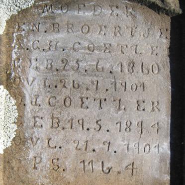 COETZER A.G.H. 1860-1907 :: COETZER D.J. 1894-1901