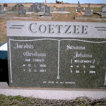 COETZEE Jacobus Christiaan van Tonder &amp; Susanna Johanna WELGEMOED 1911-1994