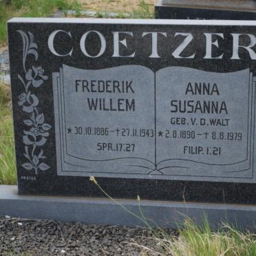 COETZER Frederik Willem 1886-1943 &amp; Anna Susanna V.D. WALT 1890-1979